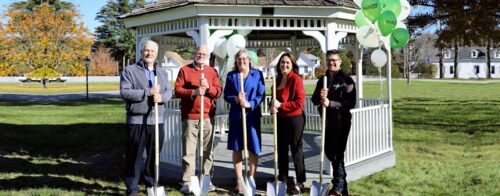 Selectboard members and Hub66 at Hebron Town Center with shovels